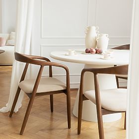 Drevená stolička Ludvika, zaoblená, orech/béžová