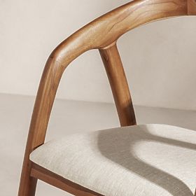 Drevená stolička Sande zaoblená, prírodná/krémová, teakové drevo