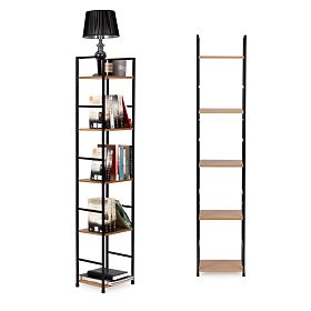 Drevený moderný regál kovový rám LOFT 5 políc, MODERNHOME