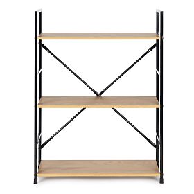 Drevený regál kovový rám široký LOFT 3 police
