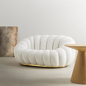 Dvojmiestna pohovka Firenze biela, boucle, oblé tvary