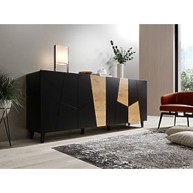 ETNA komoda čierny mat / čierny mat / dub craft, Halmar