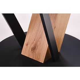 FANIS okrúhly rozkladací stôl, prírodný / čierny (3p=1ks)