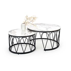 FORMOSA sada 2 lavíc, biely mramor / čierna (2p=1ks)