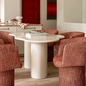 Jedálenský stôl Pinar 180 cm, šedo-béžový, oblé tvary