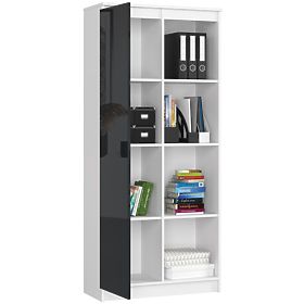 KANCELÁRSKY REGÁL R 80 cm CLP 1 DVIERKA 4 POLICE BIELY / GRAFIT LESK