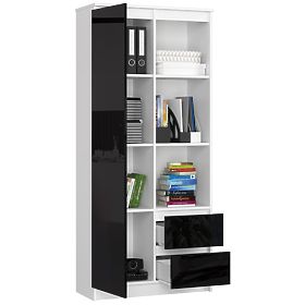 KANCELÁRSKY REGÁL R 80 cm CLP R11 PK BIELY / ČIERNY LESK