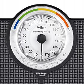 Klasická mechanická analógová kúpeľňová váha do 180 kg čierna WEBBER BMI, WEBBER