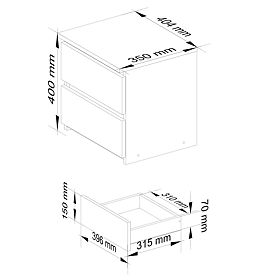 KOMODA CL2 2SZ CLP PK GRAFITOVÁ ŠEDÁ / BIELA