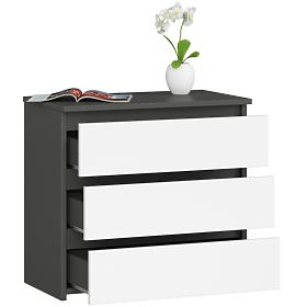 KOMODA CL3 3SZ CLP PK GRAFITOVÁ ŠEDÁ / BIELA