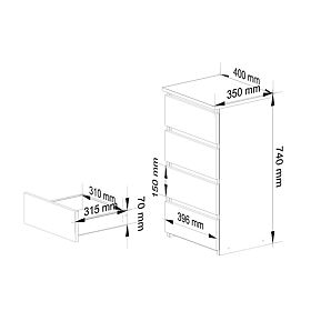 KOMODA CL4 PK DUB ARTISAN / BIELA