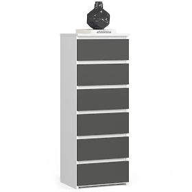 KOMODA CL6 PK BIELA / ŠEDÁ