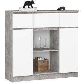 KOMODA K100 2D 3SZ 1P PK BETÓN / BIELA