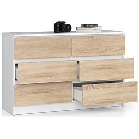 KOMODA K120 6SZ CLP PK BIELA / SONOMA