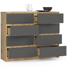 KOMODA K120 8SZ CLP PK DUB ARTISAN / ŠEDÁ