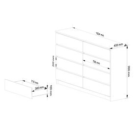 KOMODA K160 8SZ CLP PK BIELA / ŠEDÁ