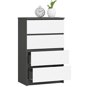 KOMODA K60 4SZ CLP PK GRAFITOVÁ ŠEDÁ / BIELA
