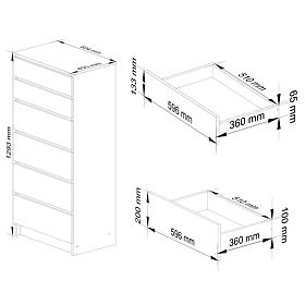 KOMODA K60 6SZ CLP PK BIELA / SIVÁ