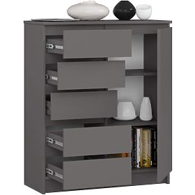 KOMODA K80 1D 5SZ PK GRAFITOVÁ ŠEDÁ