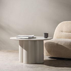 Konferenčný stolík Lazaro 80 cm, okrúhly, šedobéžový