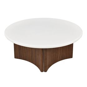 Konferenčný stolík Marlo 80 cm, krémovo biely/orech, mikrocement