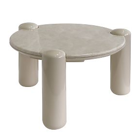 Konferenčný stolík Noemi 66 cm, svetlo béžový/mramor, lesklý