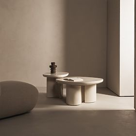 Konferenčný stolík Puro 80 cm, svetlo béžový, lesklý