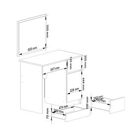 KOZMETICKÝ TOALETNÝ STOLÍK S ZRKADLOM P-2/SL 500x600 PRAVÝ PK BIELY
