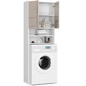 Kúpeľňová skrinka FIN nad práčku - biela-cappuccino lesk - 2 dvere