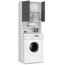 Kúpeľňová skrinka FIN nad práčku - biela-grafitovo sivá - 2 dvere