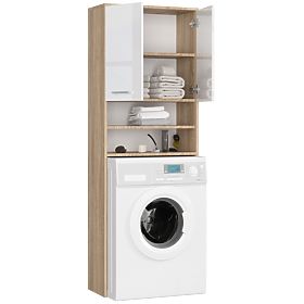 KÚPEĽŇOVÝ REGÁL FIN NAD PRÁČKU DUB SONOMA / BIELY LESK