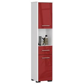 KÚPEĽŇOVÝ REGÁL FIN STĹP 30 2D 1SZ 1W 140cm PK ČERVENÝ LESK
