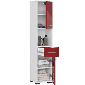 KÚPEĽŇOVÝ REGÁL FIN STĹP 30 2D 1SZ 1W 140cm PK ČERVENÝ LESK