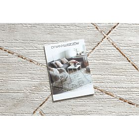 Moderný koberec DUKE 51557 krémová / zlatá - Geometrický, štruktúrovaný, veľmi jemný, strapce, F.H.Kabis