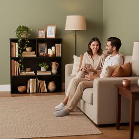 Moderný stojaci regál do obývacej izby a spálne 3 úrovne čierny ModernHome, MODERNHOME