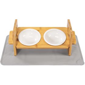 Nastaviteľné Keramické Misky pre Psa alebo Mačku so Silikónovou Podložkou Sada PJ-082, PuppyJoy