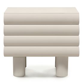 Nočný stolík Anatra, drážkovaný, béžový, oblé tvary