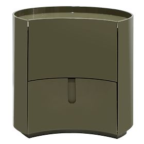 Nočný stolík so zásuvkami Vena, zeleno/sivý, zaoblený, lesklý