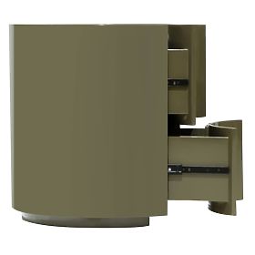 Nočný stolík so zásuvkami Vena, zeleno/sivý, zaoblený, lesklý