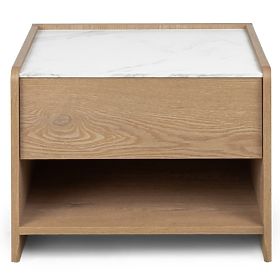 Nočný stolík Tanami dub Cremona Torro, mramor Crystal, zaoblený