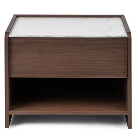 Nočný stolík Tanami orech villa, Mramor Crystal, zaoblený