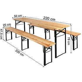 Oceľovo-drevená sada LAGER: stôl + 2 lavice 220 cm