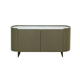 Oválna komoda Nari, zelená/šedá, spiek, lesklá