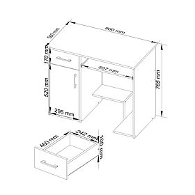PÍSACÍ STÔL JAY PK BIELY / ŠEDÝ