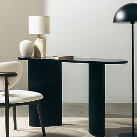 Písací stôl/konzola Pauline 140 cm, čierna, lamely