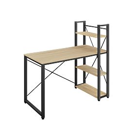 Počítačový stôl s regálom a nastaviteľnými nožičkami dub sonoma, LEOBERT