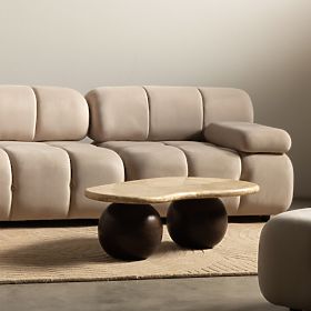 Pravostranný modul Fluf Big svetlo béžový, zamatový