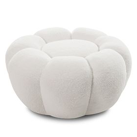 Puf Perugia, biely, boucle, oblé tvary