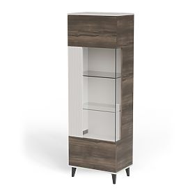 RANDOM 2 V-1 vitrína kašmír / orech / čierna