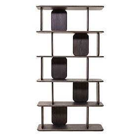 Regál Fonticelle zaoblený, masívne dubové drevo, dyha, espresso